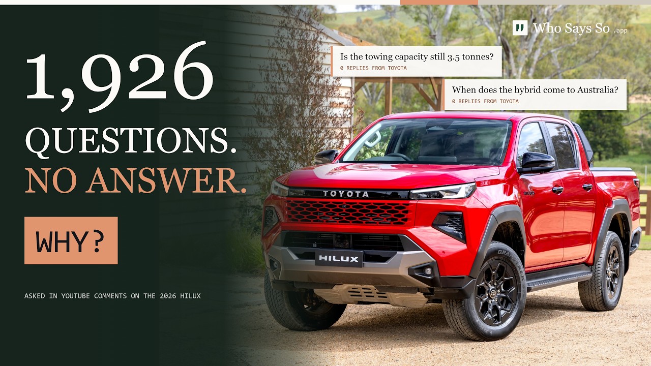 Video thumbnail for Why did Toyota ignore 1,926 questions about the 2026 Hilux? (Your brand's probably doing it too)